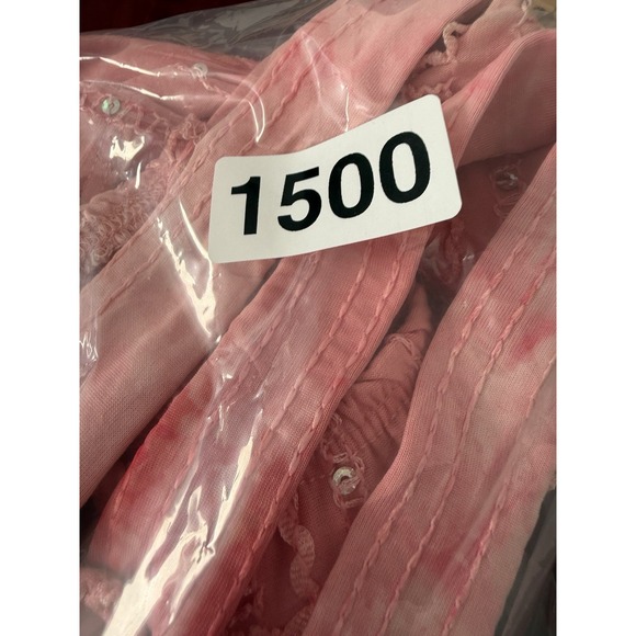 Womens Shirt Pink Tie Dye Cold Shoulder Flare 14/16 Fairy Renaissance Sequins - Picture 9 of 9